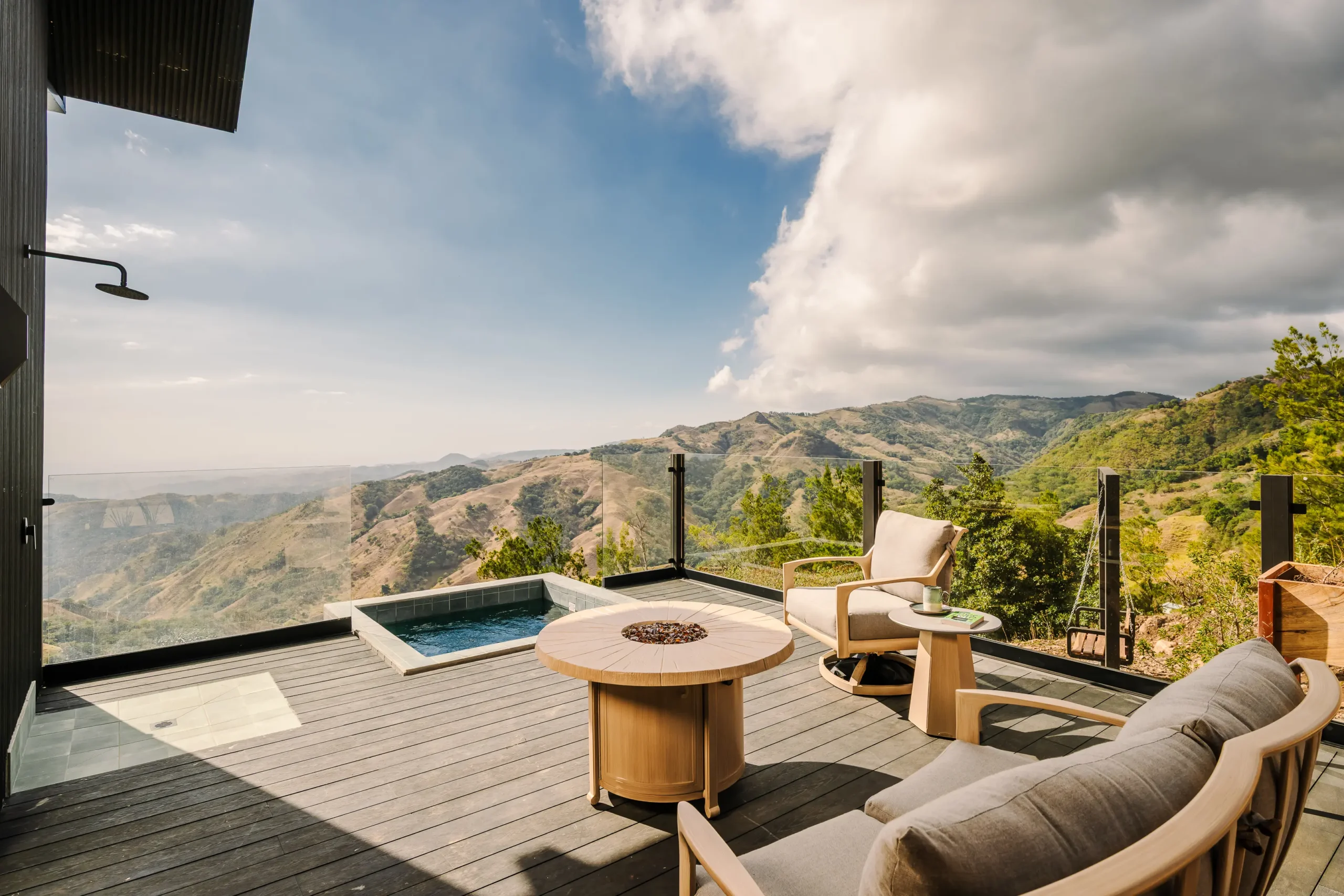Image with mountain view and sofa